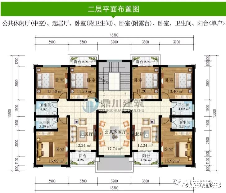 18×12米三層複式雙拼别墅，堂屋+單戶7房，好設計讓四川農村驚豔