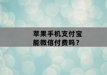 蘋果手機支付寶能微信付費嗎？