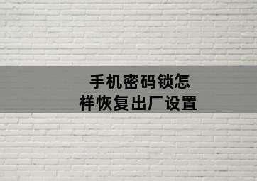 手機密碼鎖怎樣恢複出廠設置